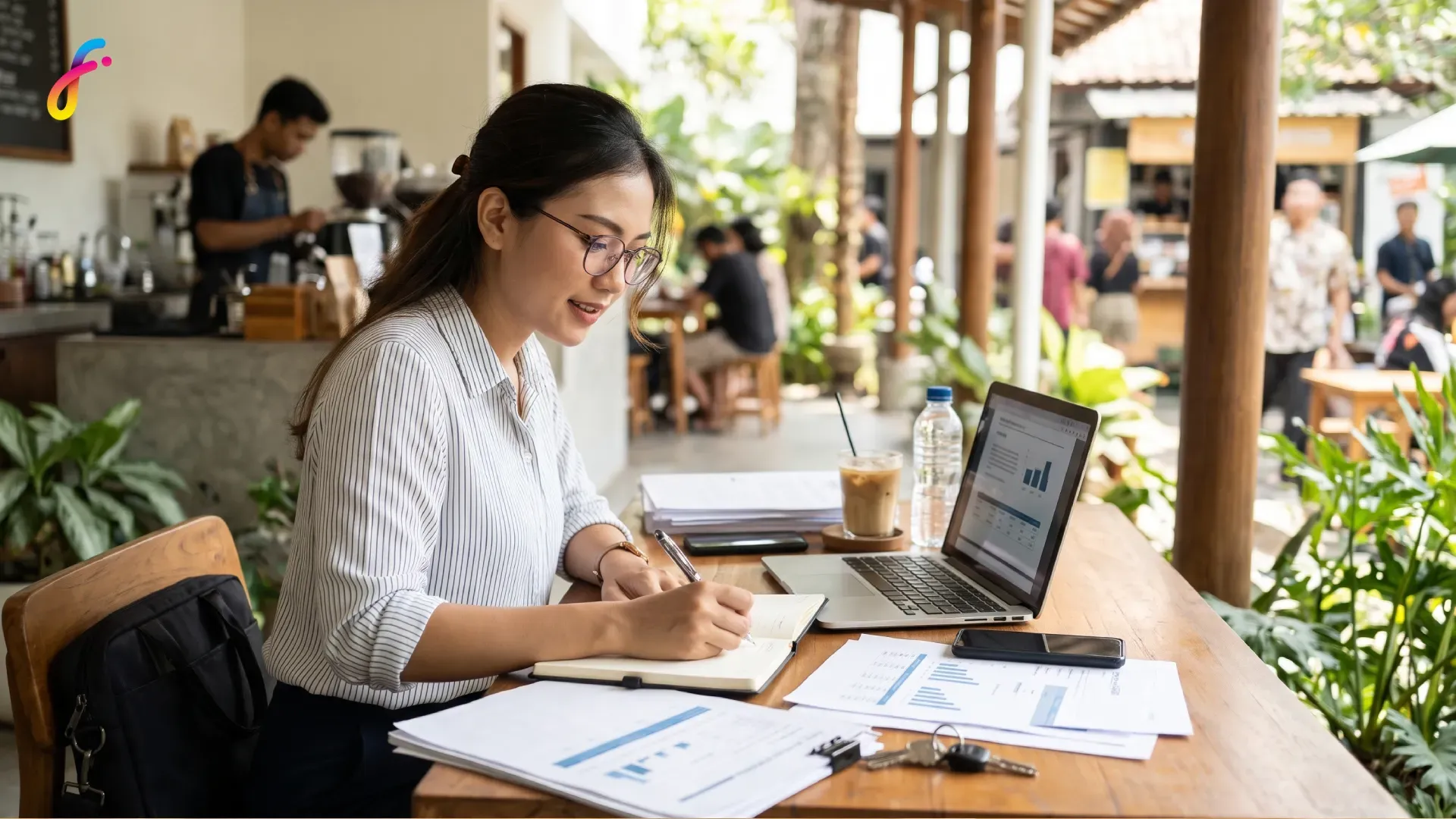 Gambar perempuan yang membuat strategi bisnis